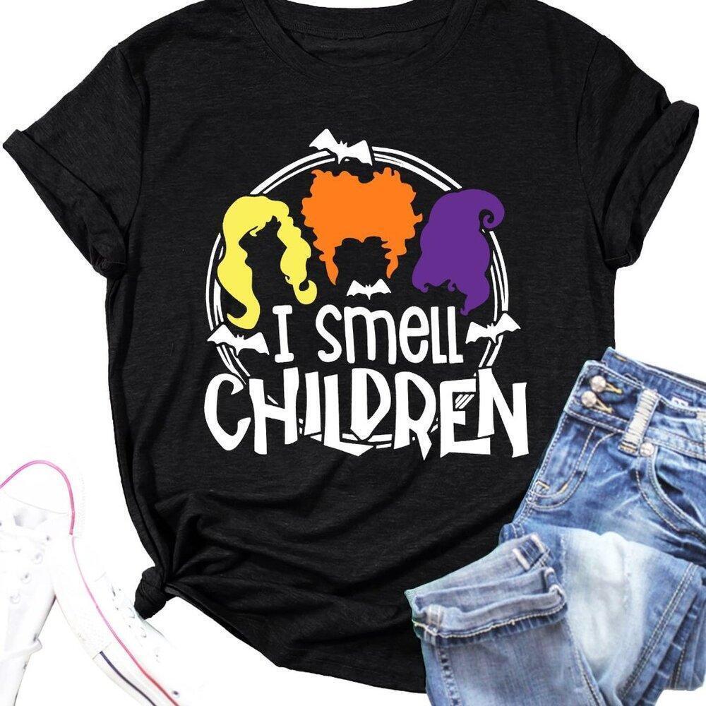 I Smell Children Halloween Graphic Tee Sanderson Sisters Spooky Gift Shirt 159